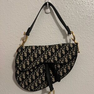 Dior Black And Cream Designer Saddle Bag